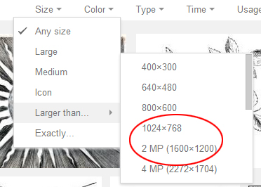 google images size